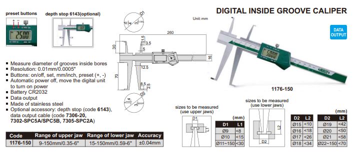 DIGITAL INSIDE GROOVE CALIPER 